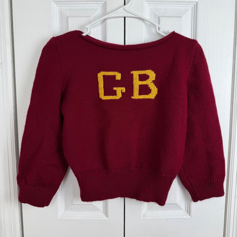 Aqua + Elske Styleshaus Juniors M Maroon Knit Sweater GB Initial‎ Vintage Style
